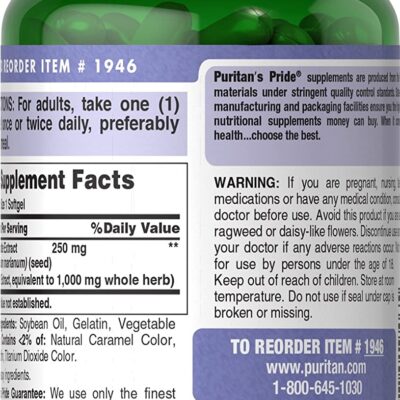 Milk Thistle 1000Mg Puritan Pride 180 Viên - Viên Uống Bổ Gan Mỹ 3 Milk Thistle 1000Mg Puritan Pride 180 Vien Vien Uong Bo Gan My 1