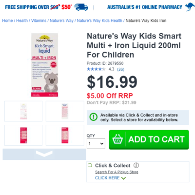 Natures Way Kids Smart Multi Iron Liquid