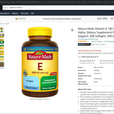 Vitamin E 400 Iu Nature Made (180 Viên) 9 Vitamin E 400 Iu Nature Made